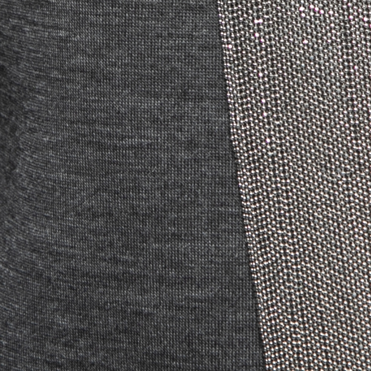 Pre Owned Brunello Cucinelli Grey Wool Knit Embellished Lapel Blazer S