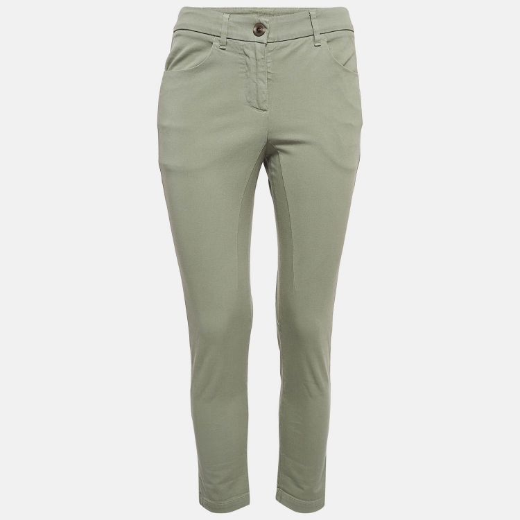 Pre Owned Brunello Cucinelli Green Cotton Trousers S
