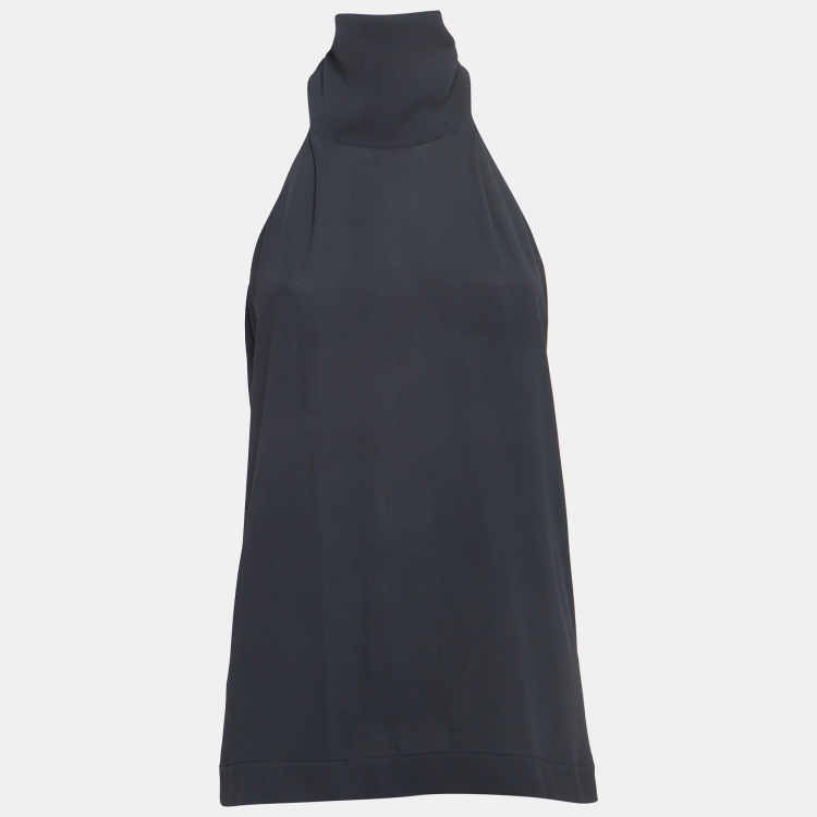 Pre Owned Brunello Cucinelli Grey Silk Halter Neck Top S