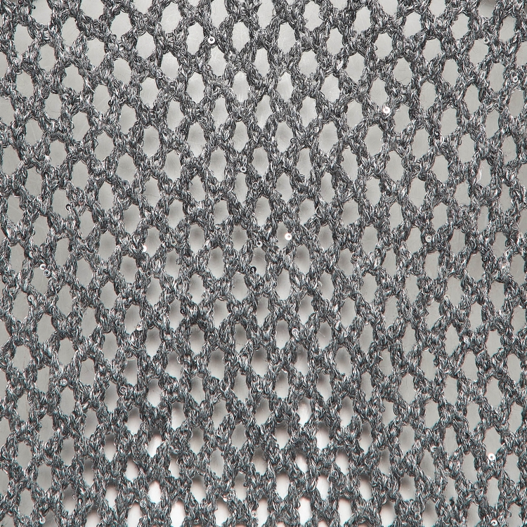 Pre Owned Brunello Cucinelli Grey Sequin Embellished Open Knit Maxi Dress M