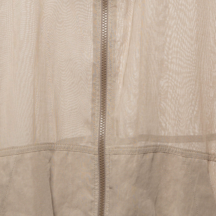 Pre Owned Brunello Cucinelli Beige Cotton Sheer Zip-Up Jacket S