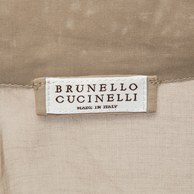 Pre Owned Brunello Cucinelli Beige Cotton Sheer Zip-Up Jacket S