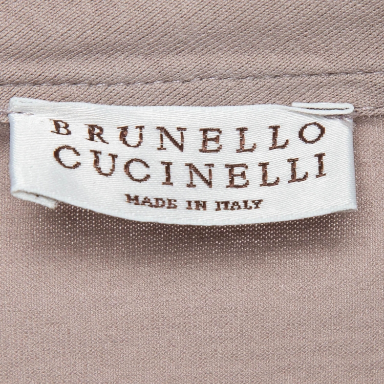 Pre Owned Brunello Cucinelli Tan Cotton Embellished T-Shirt S