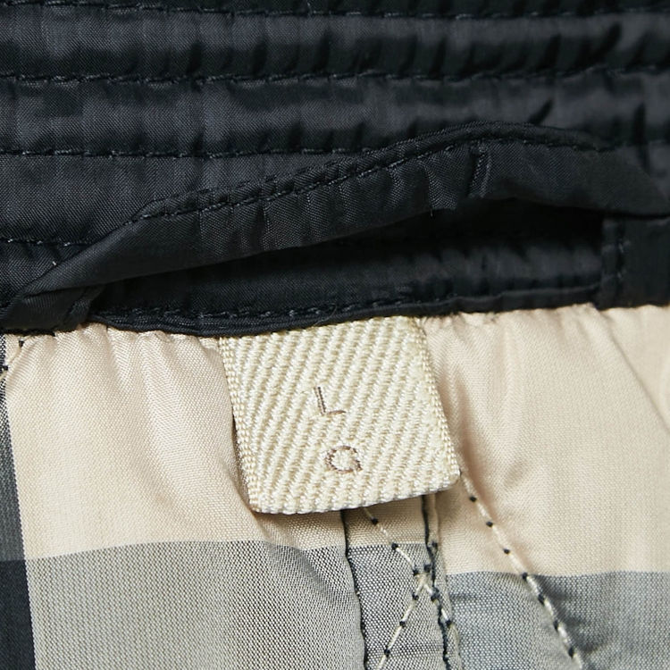 Pre Owned Burberry Brit Black Finsbridge Check Synthetic Quilted Coat L