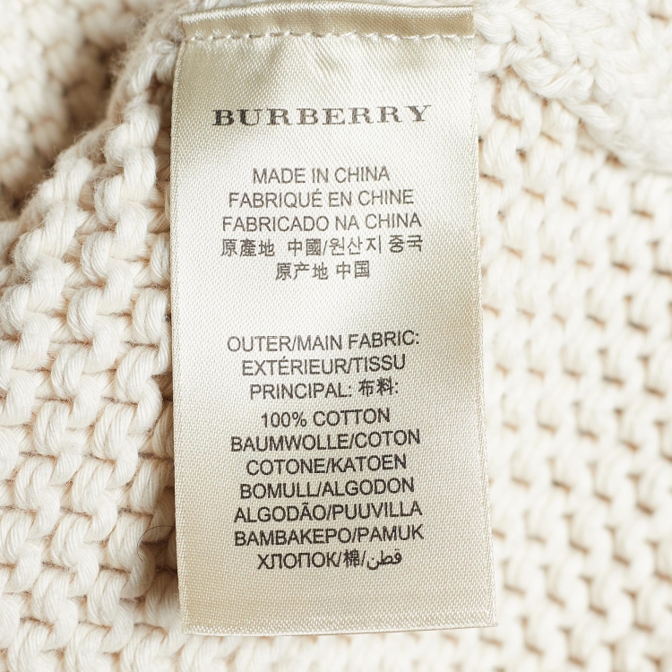 Pre Owned Burberry Brit Ivory Chunky Knit Oversized Jumper S