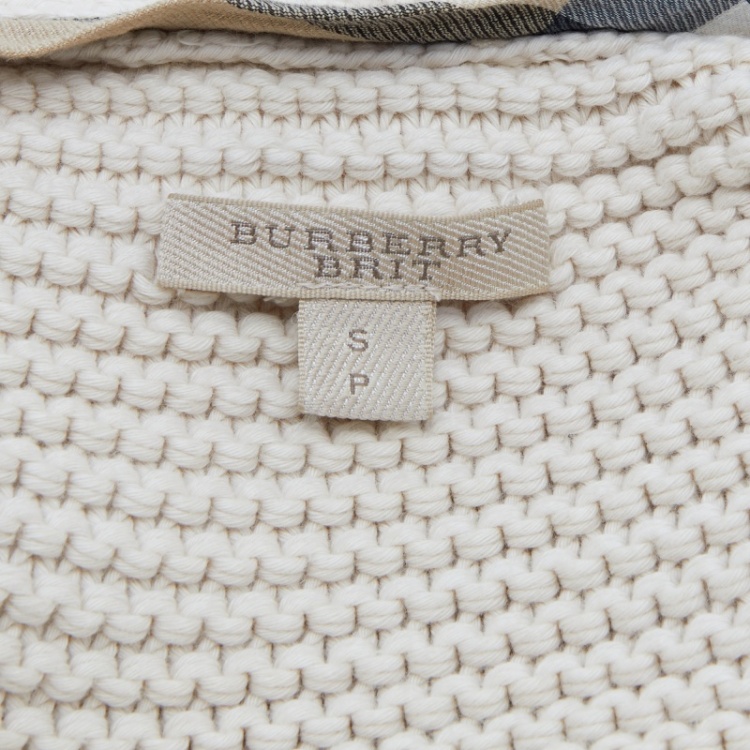 Pre Owned Burberry Brit Ivory Chunky Knit Oversized Jumper S
