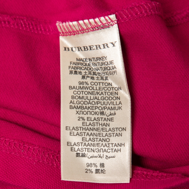 Pre Owned Burberry Brit Dark Pink Cotton Knit Long-Sleeve Polo T-Shirt M