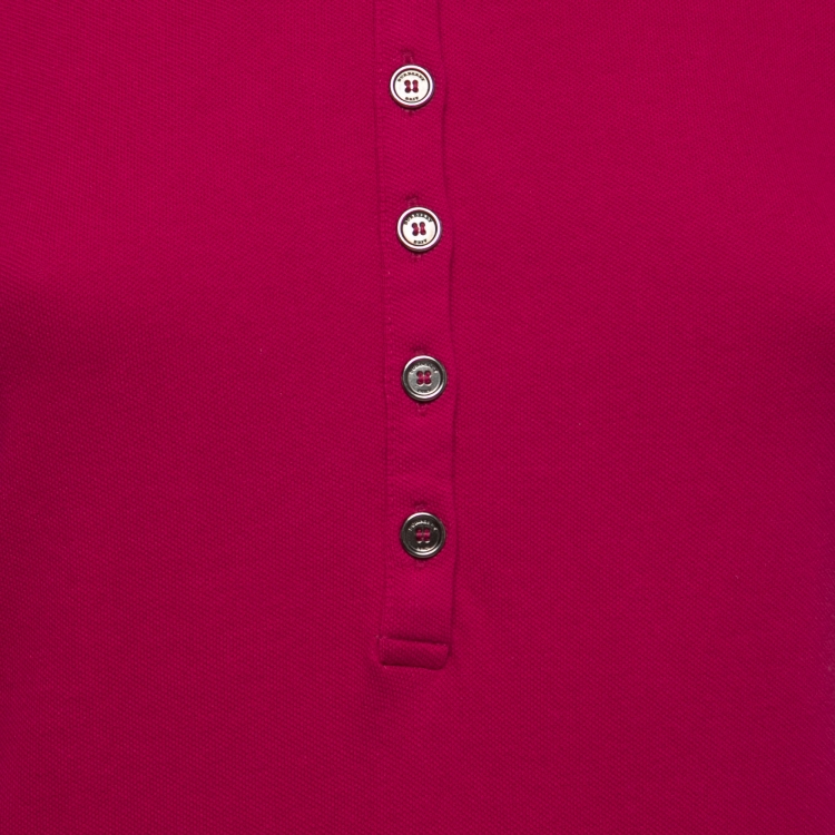 Pre Owned Burberry Brit Dark Pink Cotton Knit Long-Sleeve Polo T-Shirt M