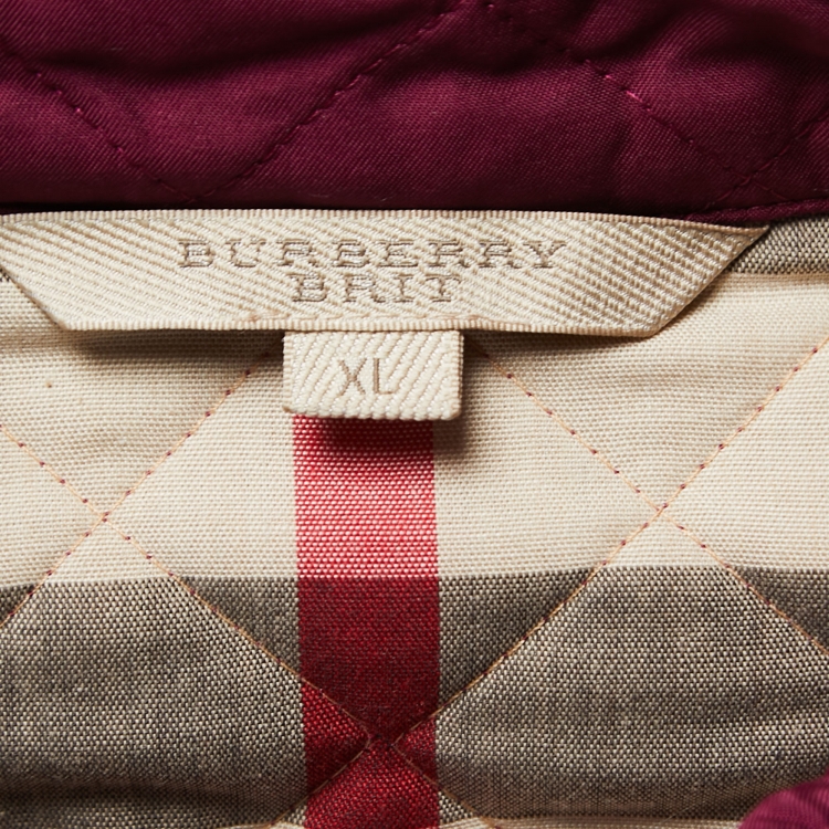 Pre Owned Burberry Brit Purple Synthetic Belted Quilted Jacket XL