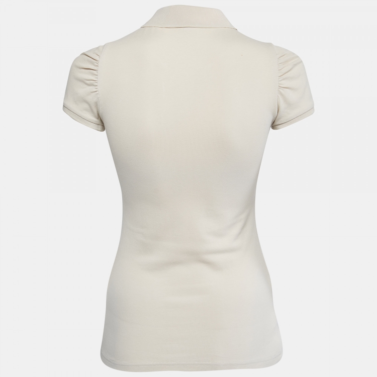 Pre Owned Burberry Brit Beige Cotton Pique Polo T-Shirt XS