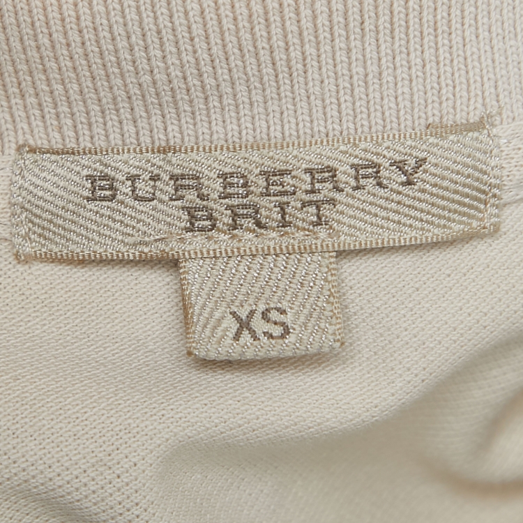 Pre Owned Burberry Brit Beige Cotton Pique Polo T-Shirt XS