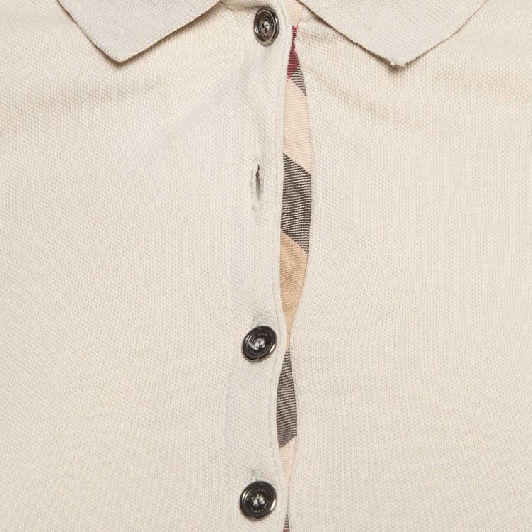 Pre Owned Burberry Brit Beige Cotton Pique Polo T-Shirt XS