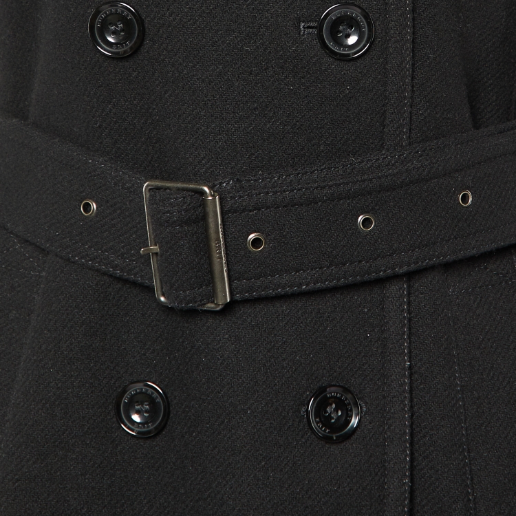 Pre Owned Burberry Brit Black Wool Double Breasted Belted Coat S