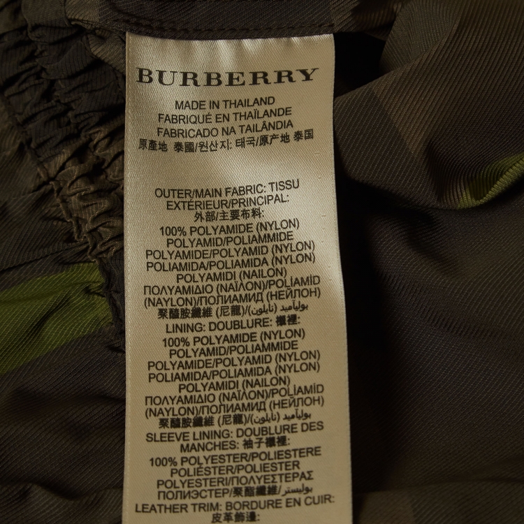 Pre Owned Burberry Brit Green Checked Nylon Parka Jacket M