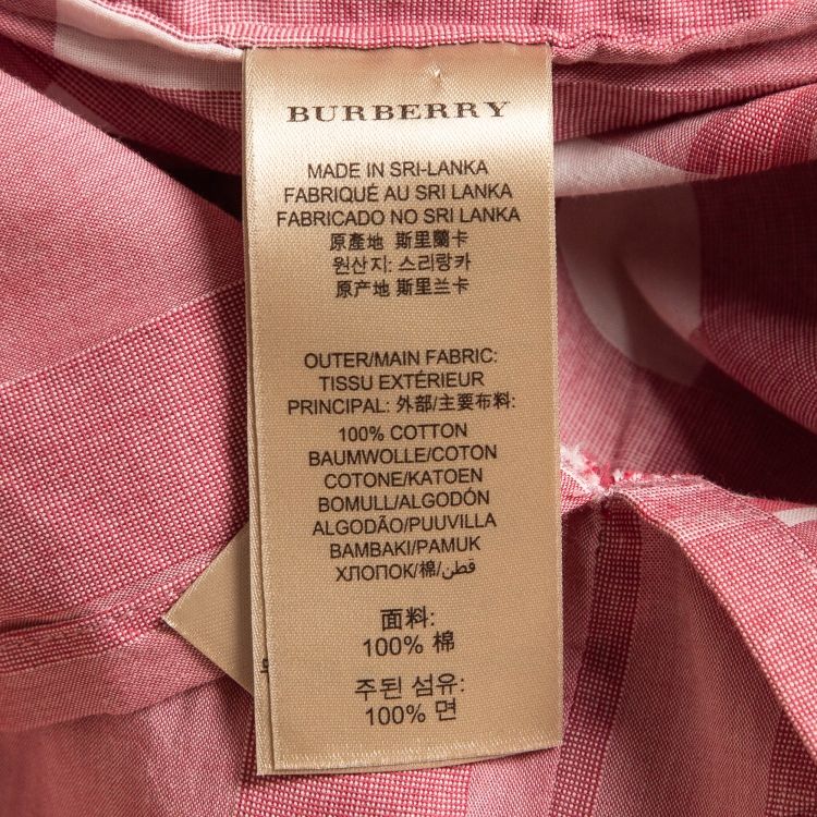 Pre Owned Burberry Brit Pink Checked Cotton Buttoned Tunic L
