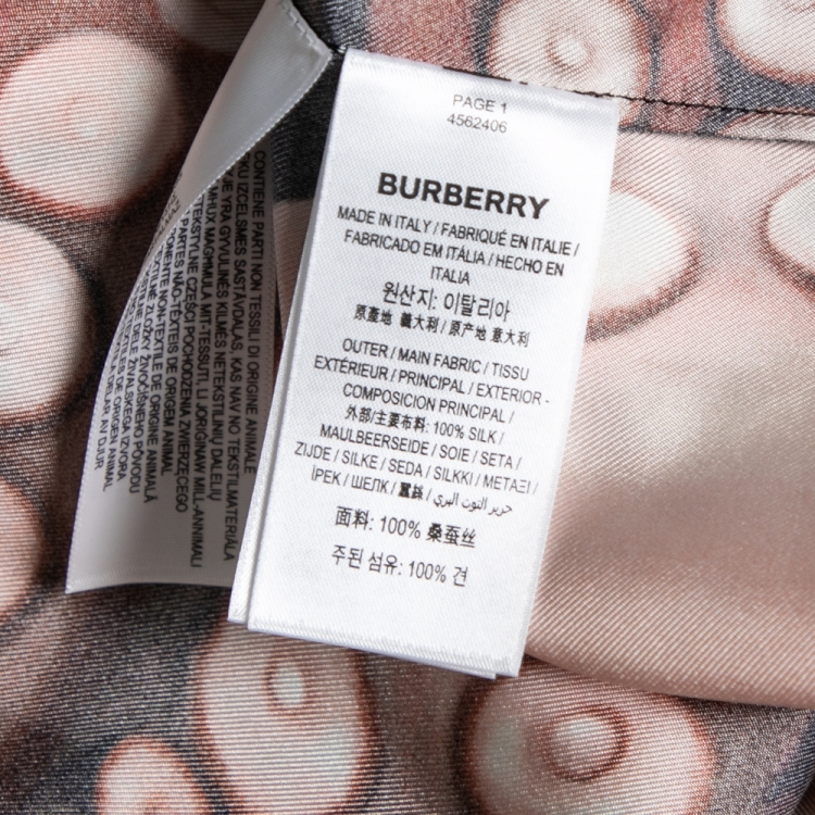 Pre Owned Burberry London Brown Octopus Print Silk Long Sleeve Shirt S