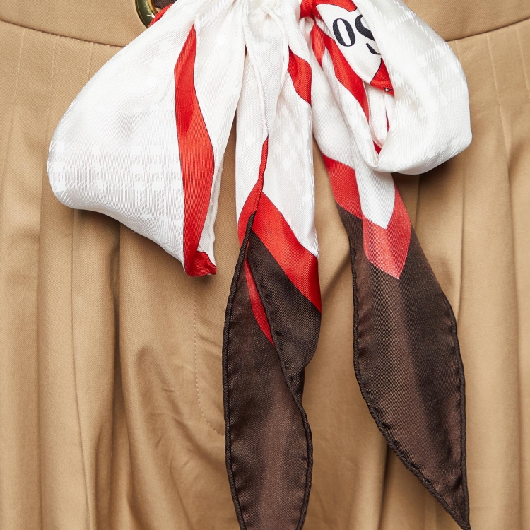 Pre Owned Burberry London Dark Beige Cotton Scarf Detail Pleated Trousers S