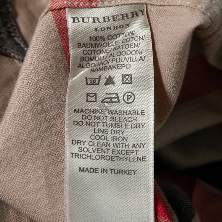 Pre Owned Burberry London Beige Check Print Cotton Double-Pocket Shirt M  