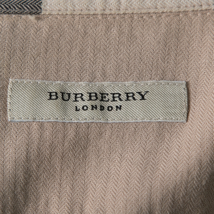 Pre Owned Burberry London Beige Check Print Cotton Double-Pocket Shirt M  