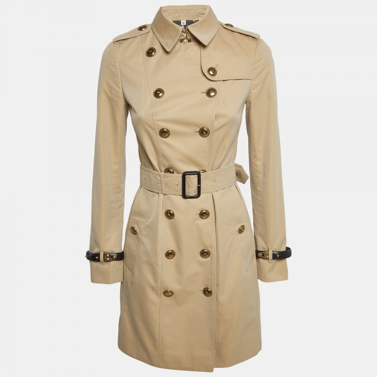 Burberry London Beige Gabardine Belted Trench Coat XS Burberry London The Luxury Closet