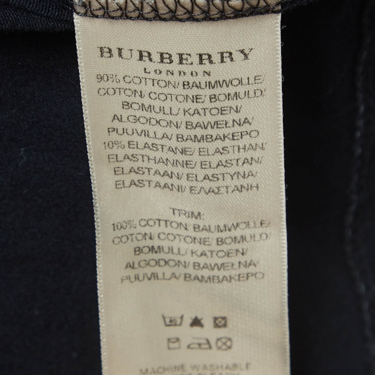 Pre Owned Burberry London Black Shoulder Patch Jersey V-Neck T-Shirt L