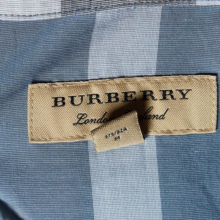 Pre Owned Burberry London Blue Giant check Cotton Button Front Shirt M