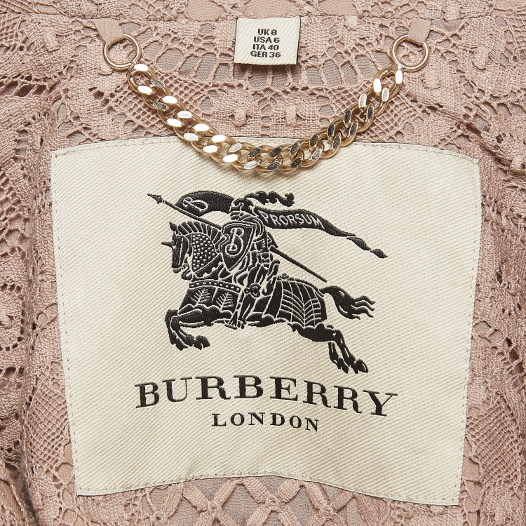 Pre Owned Burberry London Tan Lace Belted Mid-Length Coat S