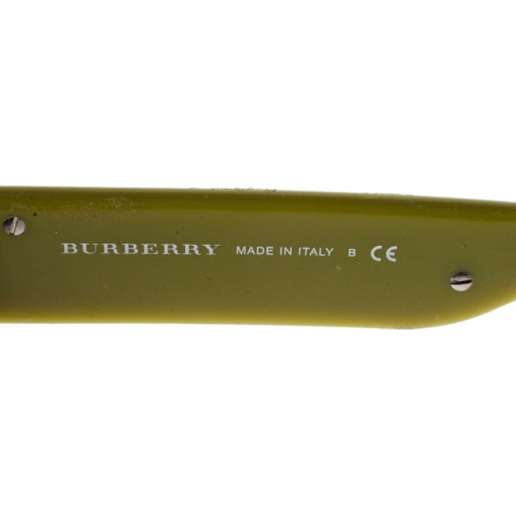 Pre Owned Burberry Lime Green Round Sunglasses