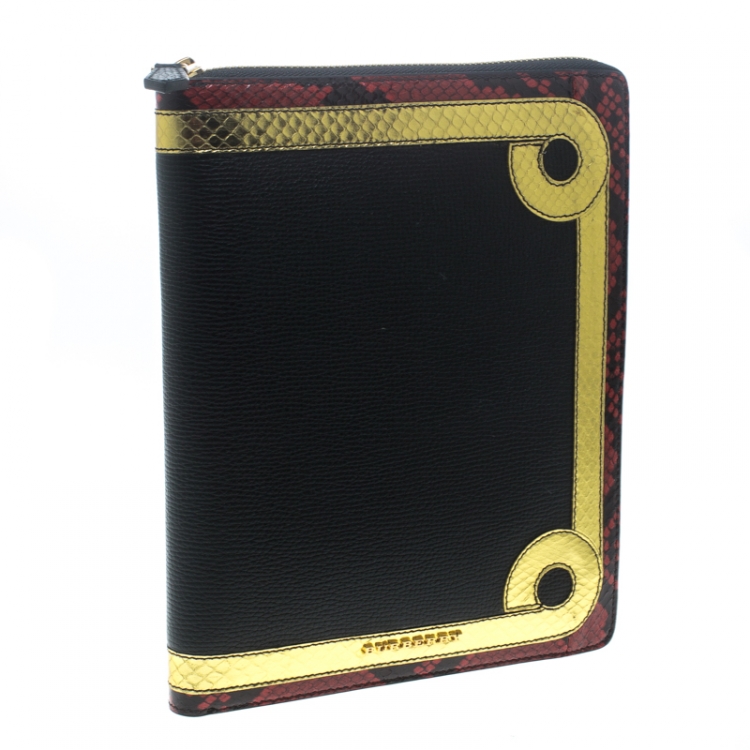 Pre Owned جراب نوت بوك بربري جلد متعدد الألوان وجلد ثعبان منقوش