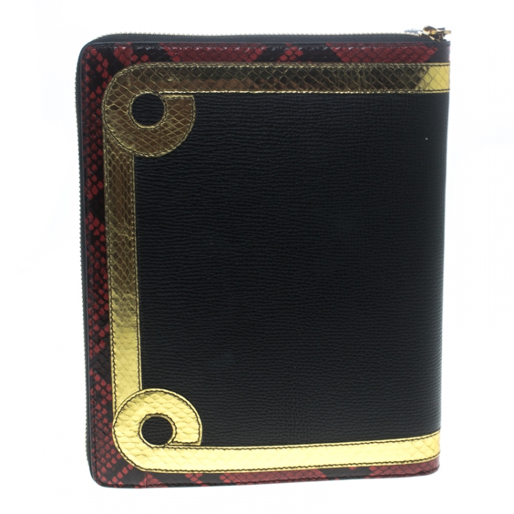 Pre Owned جراب نوت بوك بربري جلد متعدد الألوان وجلد ثعبان منقوش