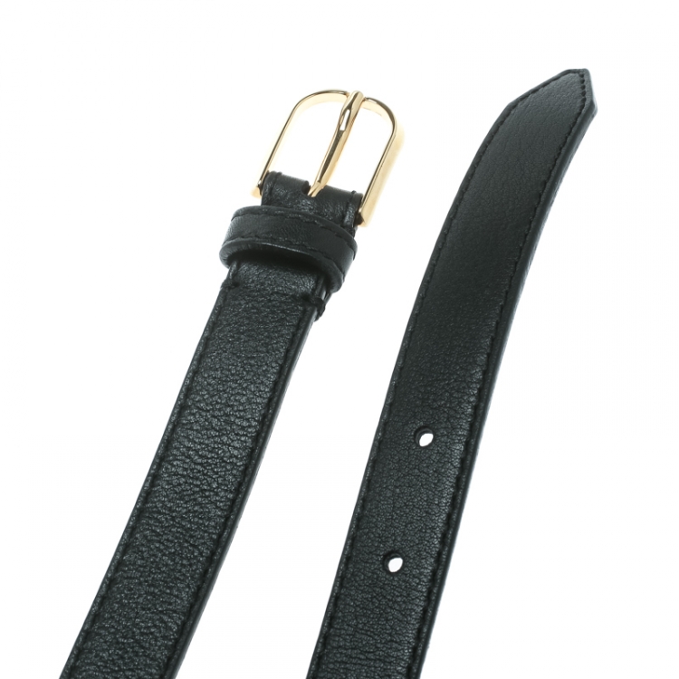 Pre Owned  Burberry Black Leather Belt Size 85 CM