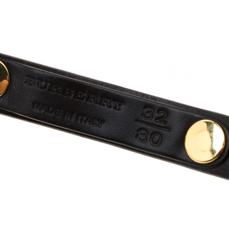 Pre Owned Burberry Black Leather Riveted Double Wrap Belt Size 80cm