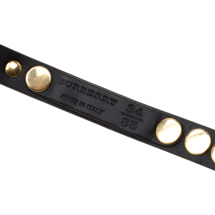 Pre Owned Burberry Black Leather Riveted Double Wrap Belt Size 85cm