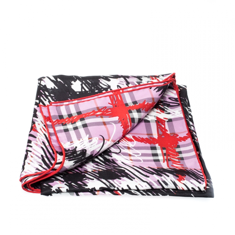 Burberry printed discount mulberry silk-twill scarf