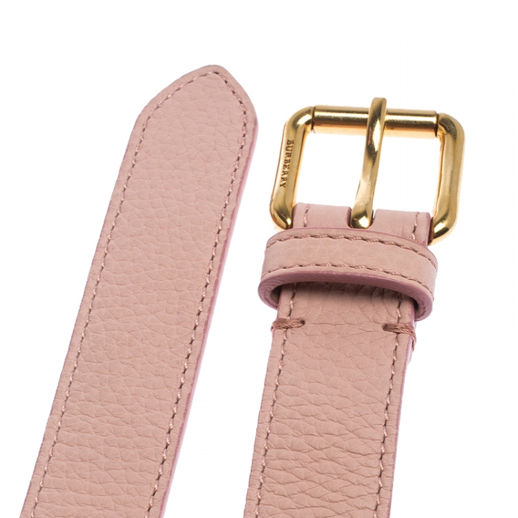 Pre Owned Burberry Pale Pink Leather Thomas Buckle Belt 95CM