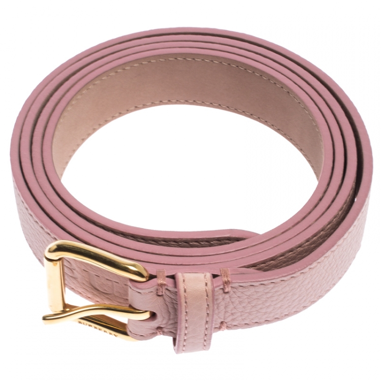 Pre Owned Burberry Pale Pink Leather Thomas Buckle Belt 95CM