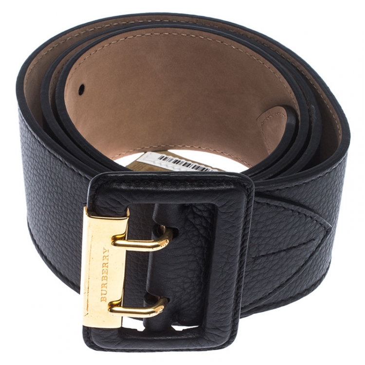 Pre Owned Burberry Black Leather Cecile Waist Belt 95CM