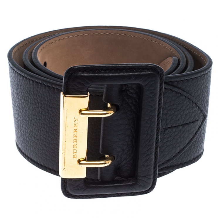 Pre Owned Burberry Black Leather Cecile Waist Belt 95CM