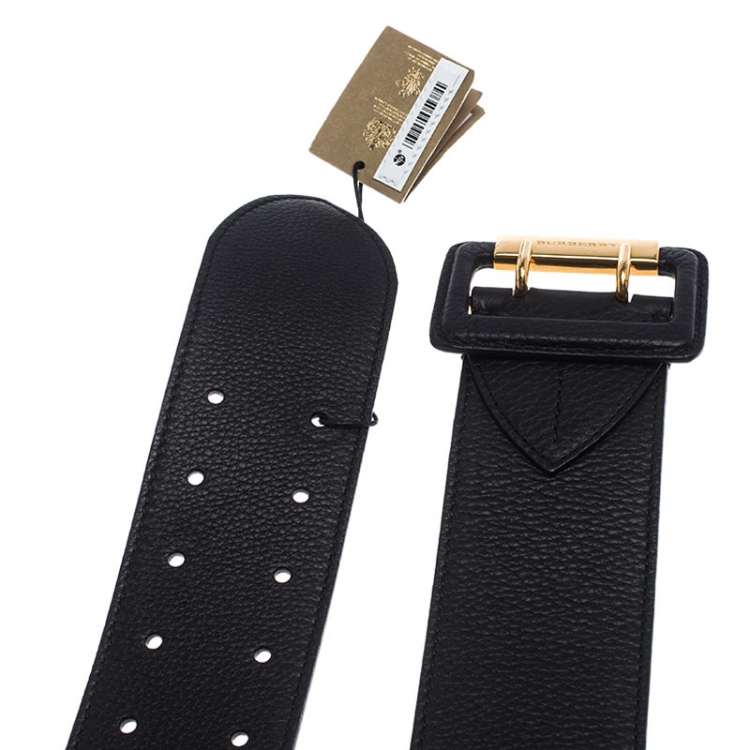 Pre Owned Burberry Black Leather Cecile Waist Belt 95CM