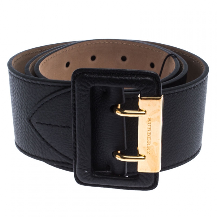 Pre Owned Burberry Black Leather Cecile Waist Belt 90CM