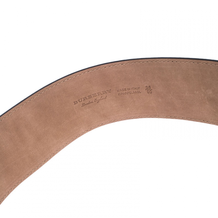 Pre Owned Burberry Black Leather Cecile Waist Belt 90CM