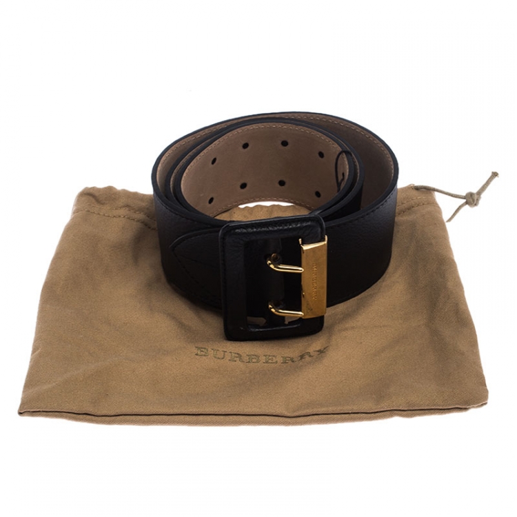 Pre Owned Burberry Black Leather Cecile Waist Belt 90CM