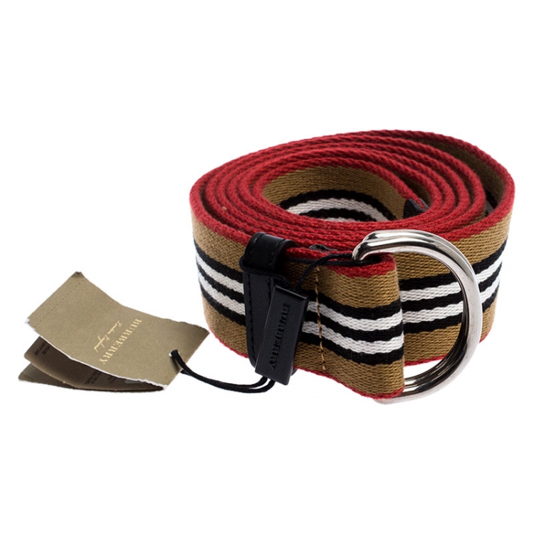 مملوكة مسبقًا Burberry Multicolor Icon Stripe Canvas D-Ring Buckle Belt L