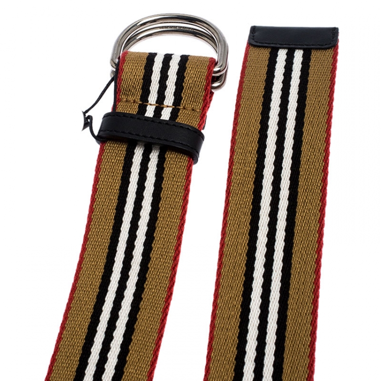 مملوكة مسبقًا Burberry Multicolor Icon Stripe Canvas D-Ring Buckle Belt L