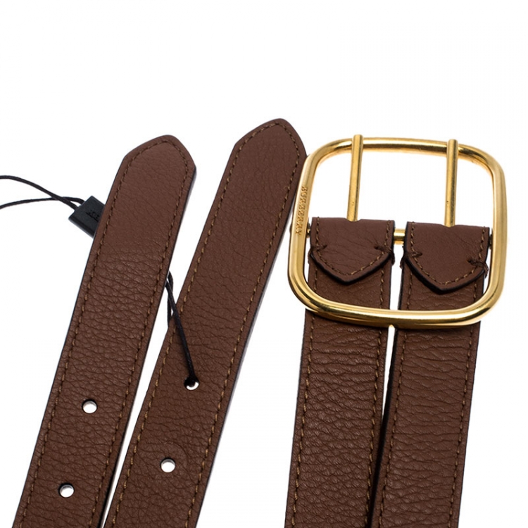 مملوكة مسبقًا Burberry Brown/Yellow Leather Lynton Double Strap Belt 85CM