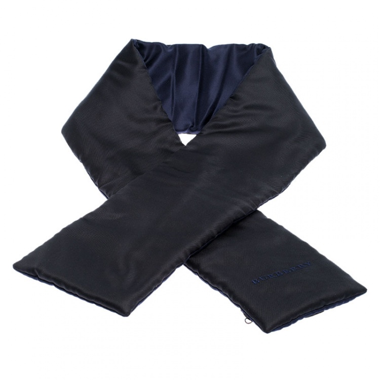 Burberry Black and Navy Silk Puffer Scarf