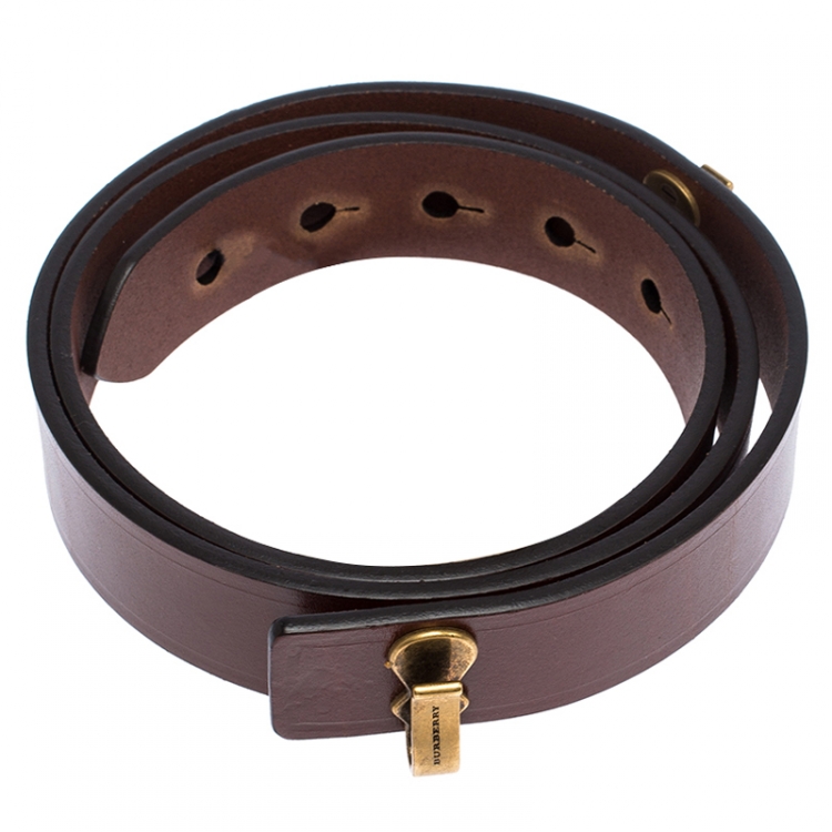 مملوكة مسبقًا Burberry Brown Leather Ashmore Belt 80CM