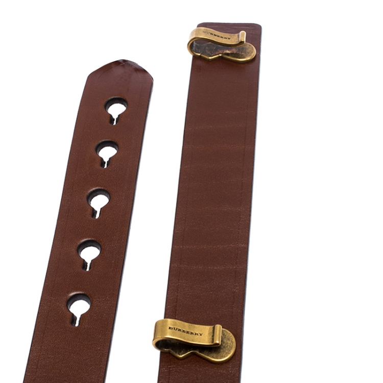 مملوكة مسبقًا Burberry Brown Leather Ashmore Belt 80CM