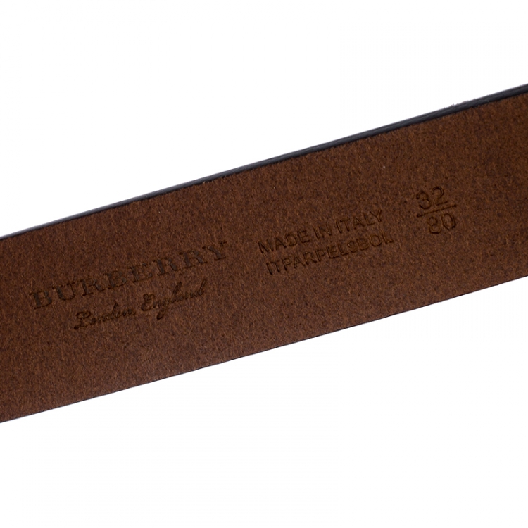 مملوكة مسبقًا Burberry Brown Leather Ashmore Belt 80CM