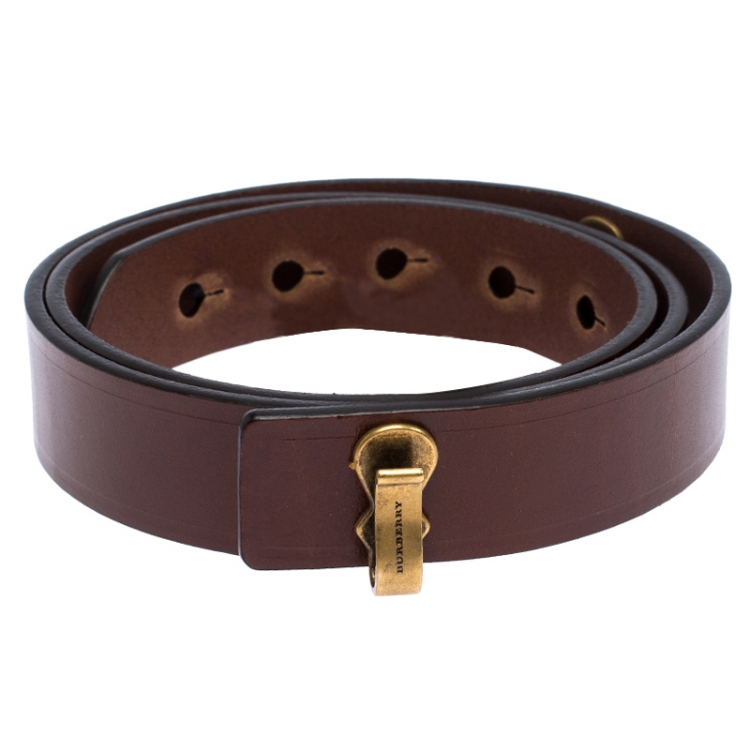 Pre Owned Burberry Brown Leather Ashmore Belt 85CM